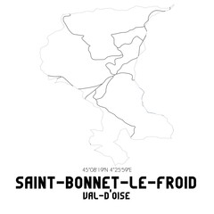 SAINT-BONNET-LE-FROID Val-d'Oise. Minimalistic street map with black and white lines.