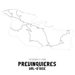 PREVINQUIERES Val-d'Oise. Minimalistic street map with black and white lines.