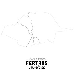 FERTANS Val-d'Oise. Minimalistic street map with black and white lines.