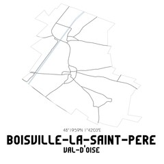 BOISVILLE-LA-SAINT-PERE Val-d'Oise. Minimalistic street map with black and white lines.
