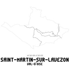 SAINT-MARTIN-SUR-LAVEZON Val-d'Oise. Minimalistic street map with black and white lines.