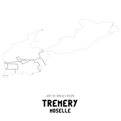 Obraz premium TREMERY Moselle. Minimalistic street map with black and white lines.