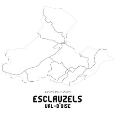 ESCLAUZELS Val-d'Oise. Minimalistic street map with black and white lines.