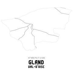 GLAND Val-d'Oise. Minimalistic street map with black and white lines.