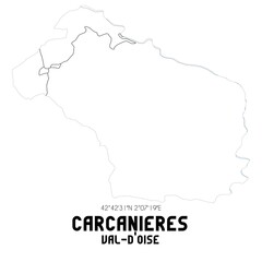 Obraz premium CARCANIERES Val-d'Oise. Minimalistic street map with black and white lines.