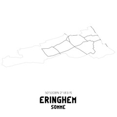 ERINGHEM Somme. Minimalistic street map with black and white lines.