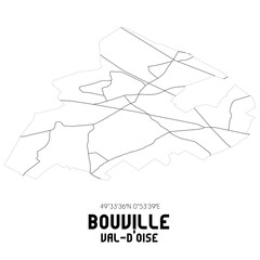 BOUVILLE Val-d'Oise. Minimalistic street map with black and white lines.