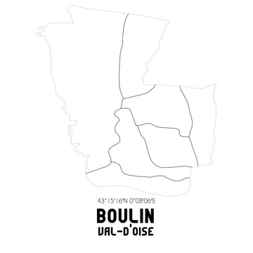 BOULIN Val-d'Oise. Minimalistic street map with black and white lines.