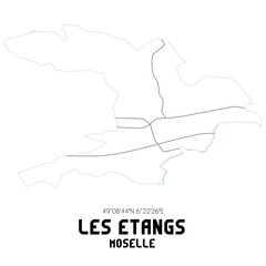 LES ETANGS Moselle. Minimalistic street map with black and white lines.