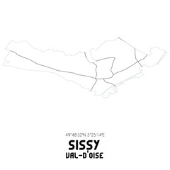 SISSY Val-d'Oise. Minimalistic street map with black and white lines.