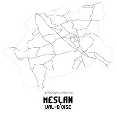 MESLAN Val-d'Oise. Minimalistic street map with black and white lines.
