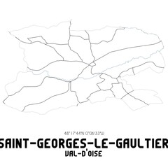 SAINT-GEORGES-LE-GAULTIER Val-d'Oise. Minimalistic street map with black and white lines.
