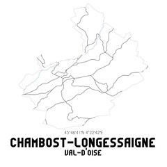 CHAMBOST-LONGESSAIGNE Val-d'Oise. Minimalistic street map with black and white lines.