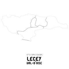 LECEY Val-d'Oise. Minimalistic street map with black and white lines.