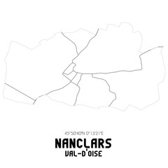 NANCLARS Val-d'Oise. Minimalistic street map with black and white lines.