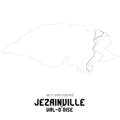 JEZAINVILLE Val-d'Oise. Minimalistic street map with black and white lines.