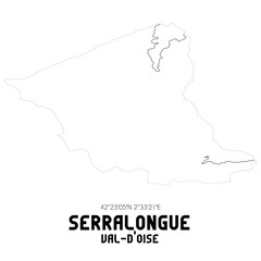 SERRALONGUE Val-d'Oise. Minimalistic street map with black and white lines.