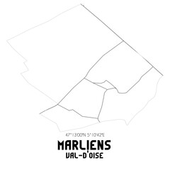 MARLIENS Val-d'Oise. Minimalistic street map with black and white lines.