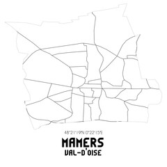 MAMERS Val-d'Oise. Minimalistic street map with black and white lines.