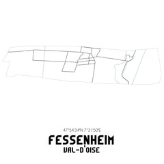 FESSENHEIM Val-d'Oise. Minimalistic street map with black and white lines.