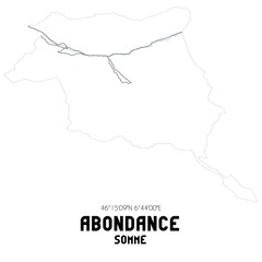 ABONDANCE Somme. Minimalistic street map with black and white lines.