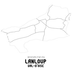 LANLOUP Val-d'Oise. Minimalistic street map with black and white lines.