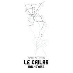 LE CAILAR Val-d'Oise. Minimalistic street map with black and white lines.