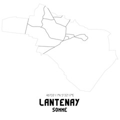 LANTENAY Somme. Minimalistic street map with black and white lines.