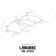 LANOBRE Val-d'Oise. Minimalistic street map with black and white lines.