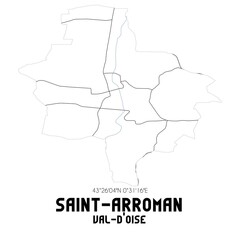 SAINT-ARROMAN Val-d'Oise. Minimalistic street map with black and white lines.