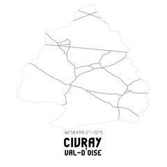 CIVRAY Val-d'Oise. Minimalistic street map with black and white lines.