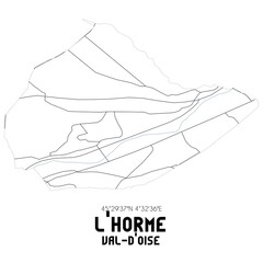 L'HORME Val-d'Oise. Minimalistic street map with black and white lines.