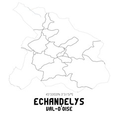 ECHANDELYS Val-d'Oise. Minimalistic street map with black and white lines.