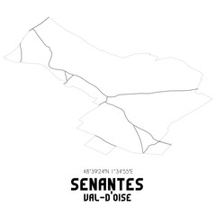 SENANTES Val-d'Oise. Minimalistic street map with black and white lines.