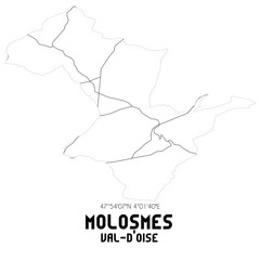 MOLOSMES Val-d'Oise. Minimalistic street map with black and white lines.