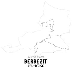 BERBEZIT Val-d'Oise. Minimalistic street map with black and white lines.