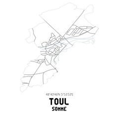 Fototapeta na wymiar TOUL Somme. Minimalistic street map with black and white lines.