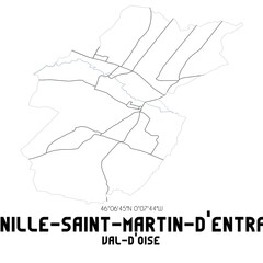 FONTENILLE-SAINT-MARTIN-D'ENTRAIGUES Val-d'Oise. Minimalistic street map with black and white lines.