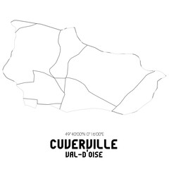 CUVERVILLE Val-d'Oise. Minimalistic street map with black and white lines.