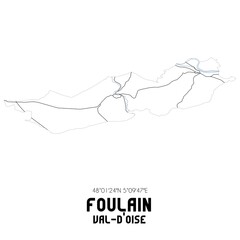 FOULAIN Val-d'Oise. Minimalistic street map with black and white lines.
