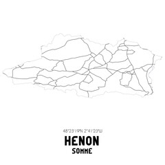 HENON Somme. Minimalistic street map with black and white lines.
