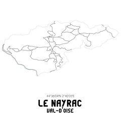 LE NAYRAC Val-d'Oise. Minimalistic street map with black and white lines.