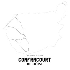 CONFRACOURT Val-d'Oise. Minimalistic street map with black and white lines.