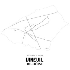 VINEUIL Val-d'Oise. Minimalistic street map with black and white lines.