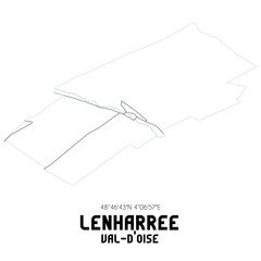 LENHARREE Val-d'Oise. Minimalistic street map with black and white lines.