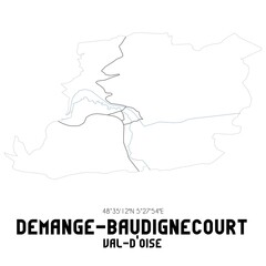 DEMANGE-BAUDIGNECOURT Val-d'Oise. Minimalistic street map with black and white lines.