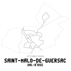 SAINT-MALO-DE-GUERSAC Val-d'Oise. Minimalistic street map with black and white lines.