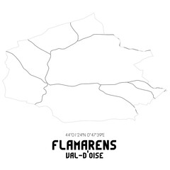 FLAMARENS Val-d'Oise. Minimalistic street map with black and white lines.