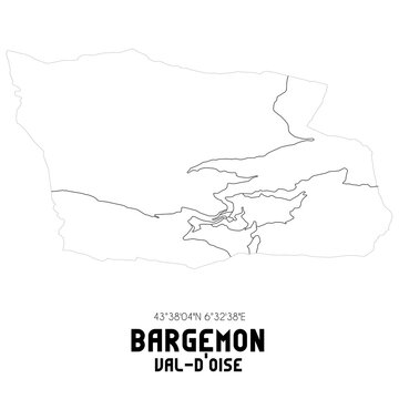 BARGEMON Val-d'Oise. Minimalistic street map with black and white lines.