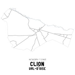 CLION Val-d'Oise. Minimalistic street map with black and white lines.